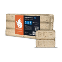 Heizfuxx Weichholzbriketts 960 kg – RUF-Form, 96 x 10 kg, DIN-zertifiziert, Palette